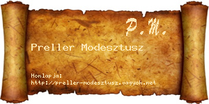 Preller Modesztusz névjegykártya